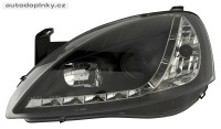 Přední světla (lampy) černé + DRL denní svícení Opel Corsa C -- rok výroby 2001-04 (DL OPK40J) Přední světla (lampy) černé + DRL denní svícení Opel Corsa C -- rok výroby 2001-04 (DL OPK40J)